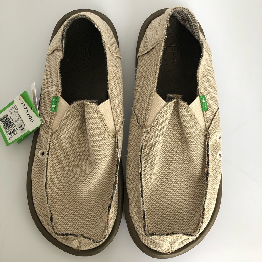 🆕 Sanuk mens tan sidewalk surfer hemp shoes